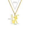 Stainless Steel Initial Letter Cat Pendant Necklace for Women Gold Color Animal Alphabet Necklaces Charm Fashion Jewelry Gifts