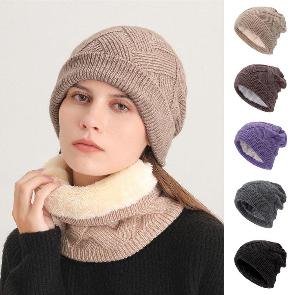 Winter Cross-knit Lining Fleece Fleece Beanie Hat