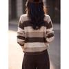 Retro Striped Button-Front Knit Cardigan