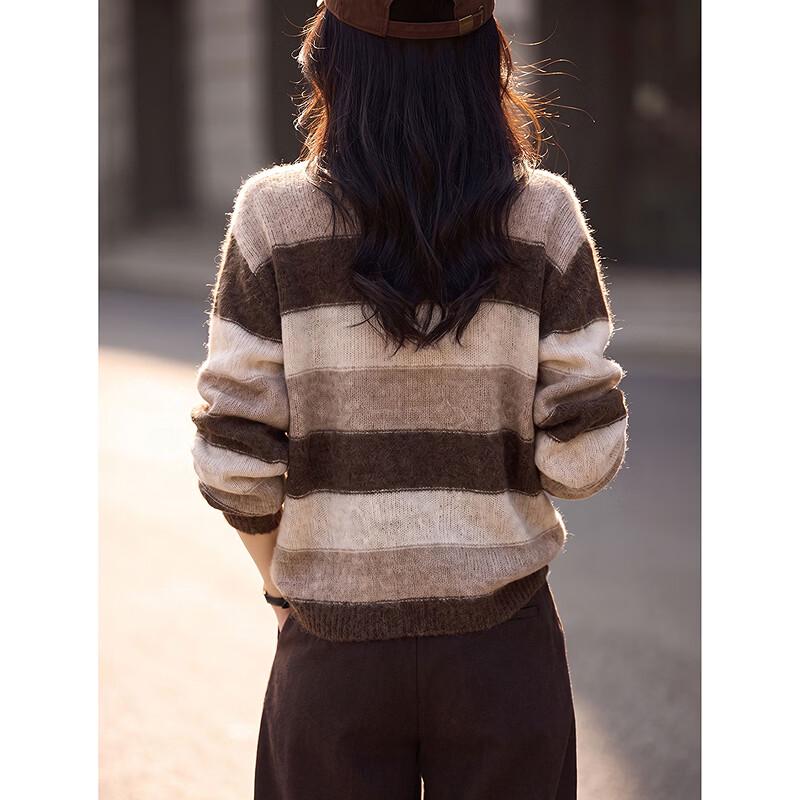 Retro Striped Button-Front Knit Cardigan