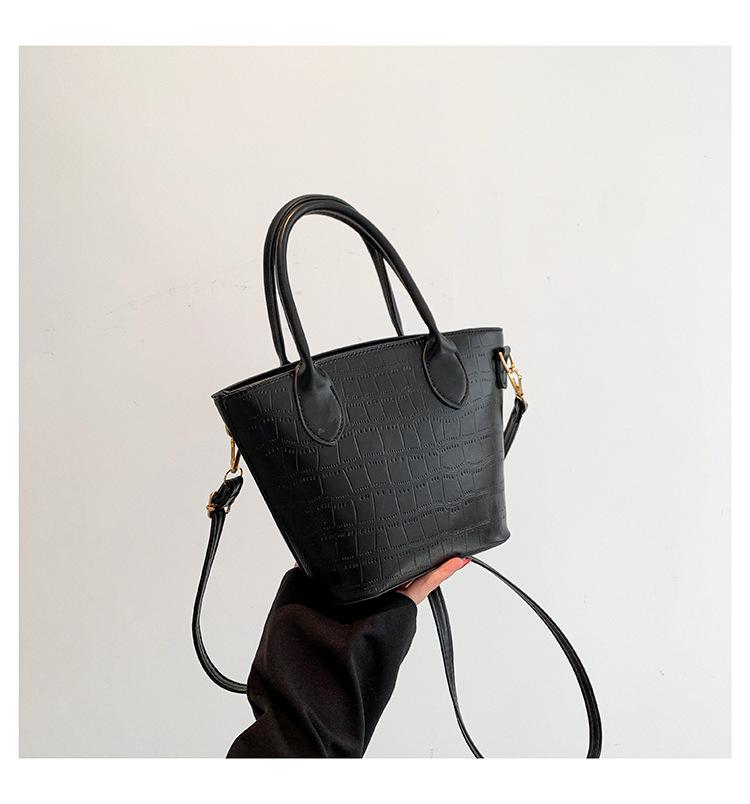 Fashion Trend Stone Pattern Large Capacity 2025 Autumn New Fashion Retro Casual One Shoulder Crossbody Bucket Women's Bag