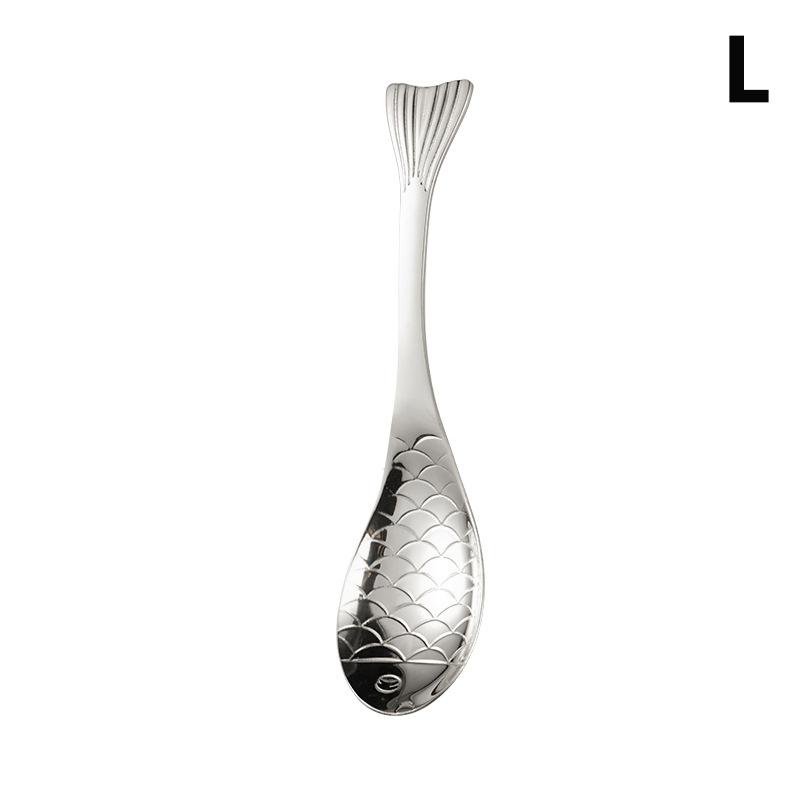 

Ложка из нержавеющей стали 304, креативная ложка в форме рыбы, мультяшная ложка для рыбы, десертная ложка, ложка для риса, позолоченные ложки для размешивания L серебряный