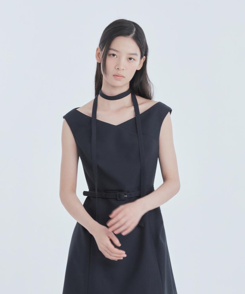 Mausolleum Sienna Semi Off-Shoulder Mini Dress - Navy