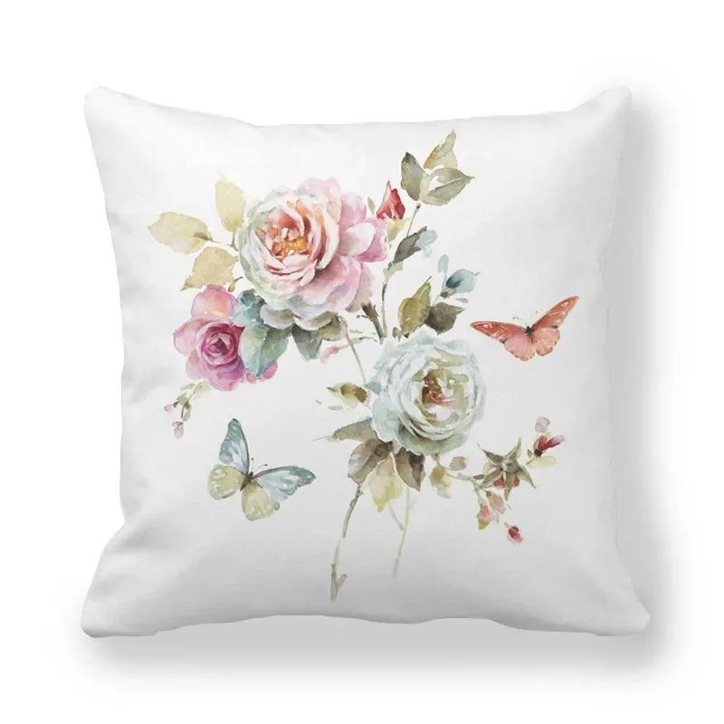 Housse de coussin florale camélia Rose, taie d'oreiller Vintage à imprimé Floral, décorative pour canapé