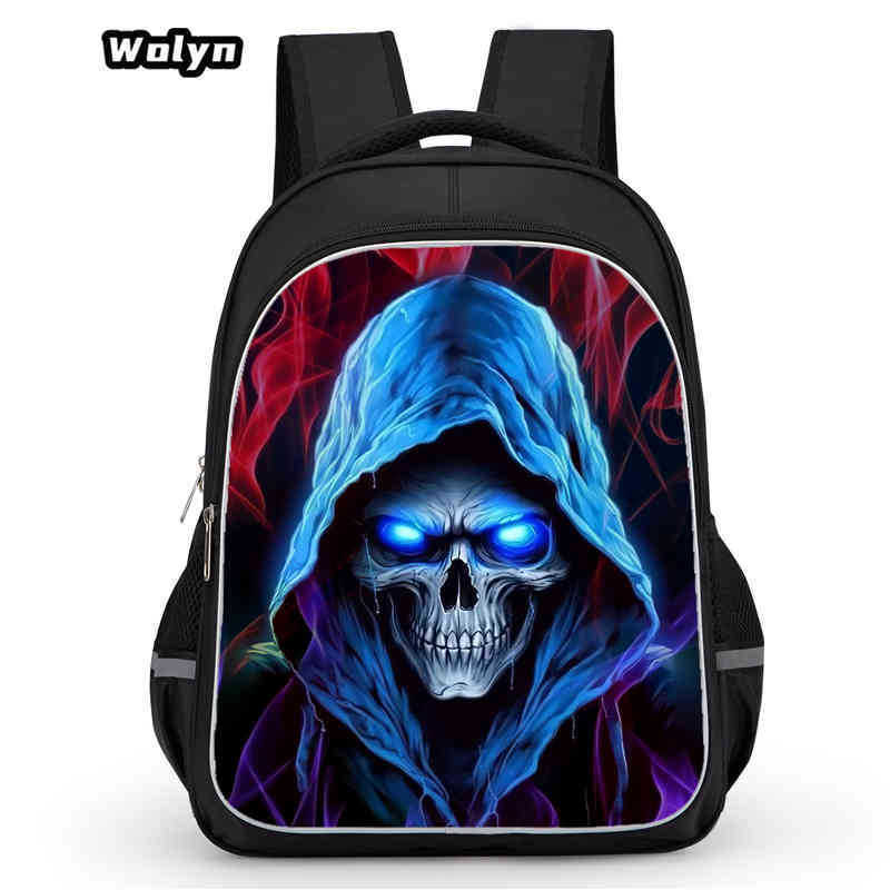 Skull Series Peripheral Animation Printing Backpack Student Bag Support