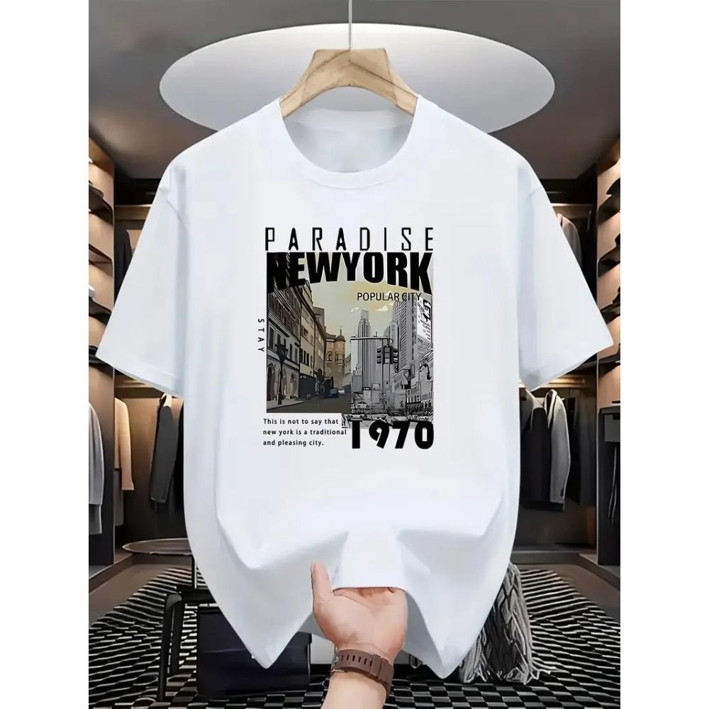 Men s Fashion T-shirt Exquisite Pattern Printed Men s T-shirt Top XS белый