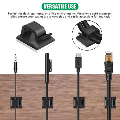 50/100Pcs Wire Cable Holder Clips R-type Black/White Plastic Adhesive Fixed Fastener Clamp for Home Office Desktop Organizer