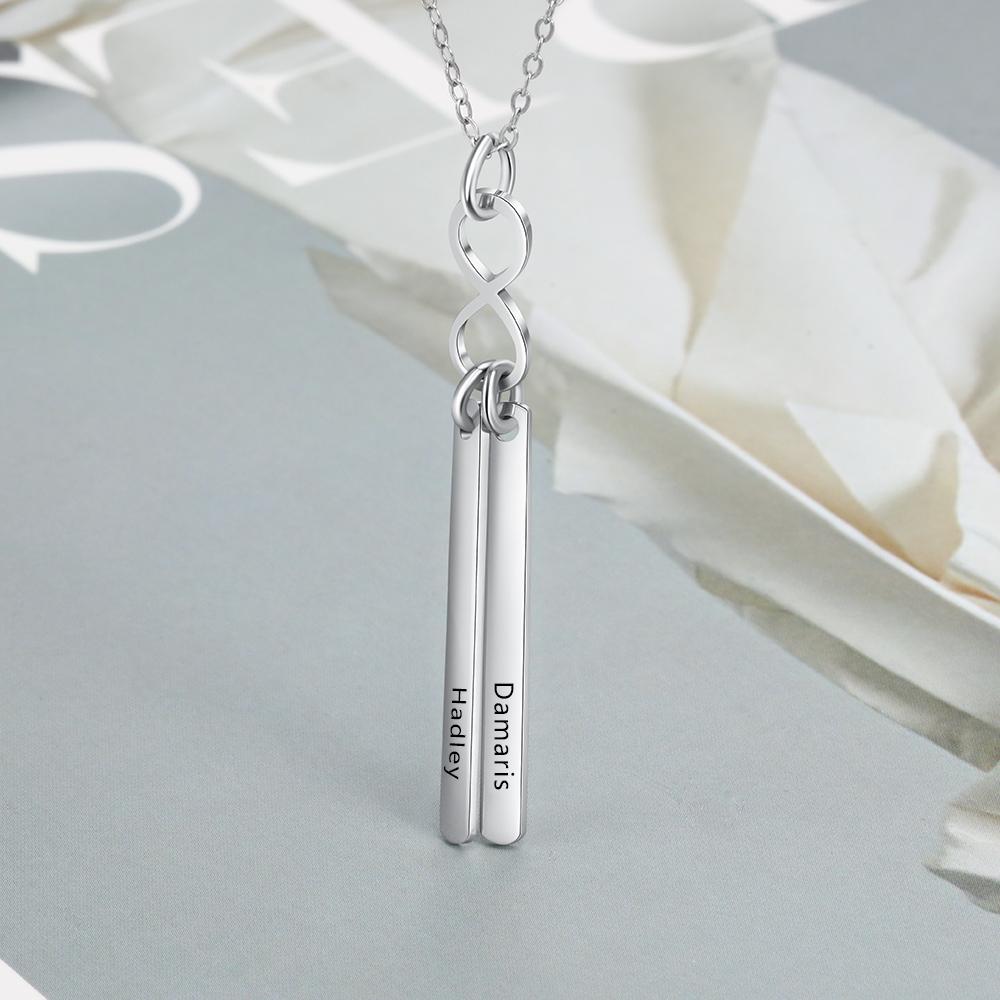 Personalized Infinity Necklace With Vertical Bar Pendant Custom Name Stainless Steel Jewelry Creative Gift For Women