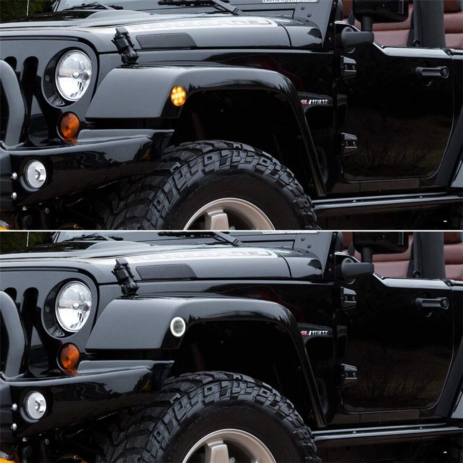 2pcs Front Fender Side Marker Led Light Angel Eye For Jeep Wrangler JK 2007-2017