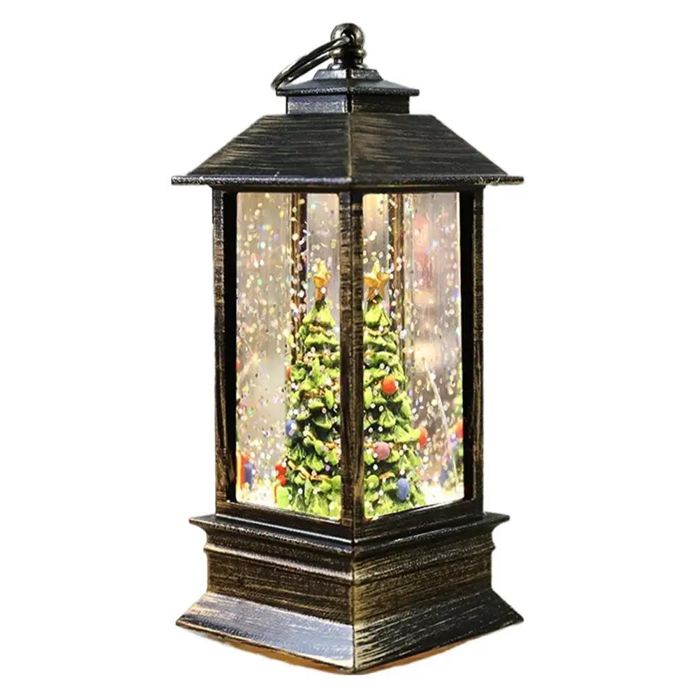 

Christmas Square Lanterns Desktop Ornament Snowman Santa Crystal Shining Lanterns Christmas Decoration Liquid With Claus Tr I3E9