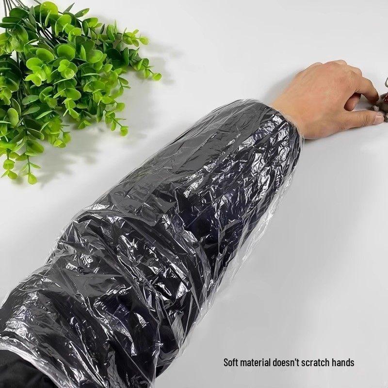 100pcs Thick Transparent Waterproof Disposable Oversleeves for Kitchen and Household Use