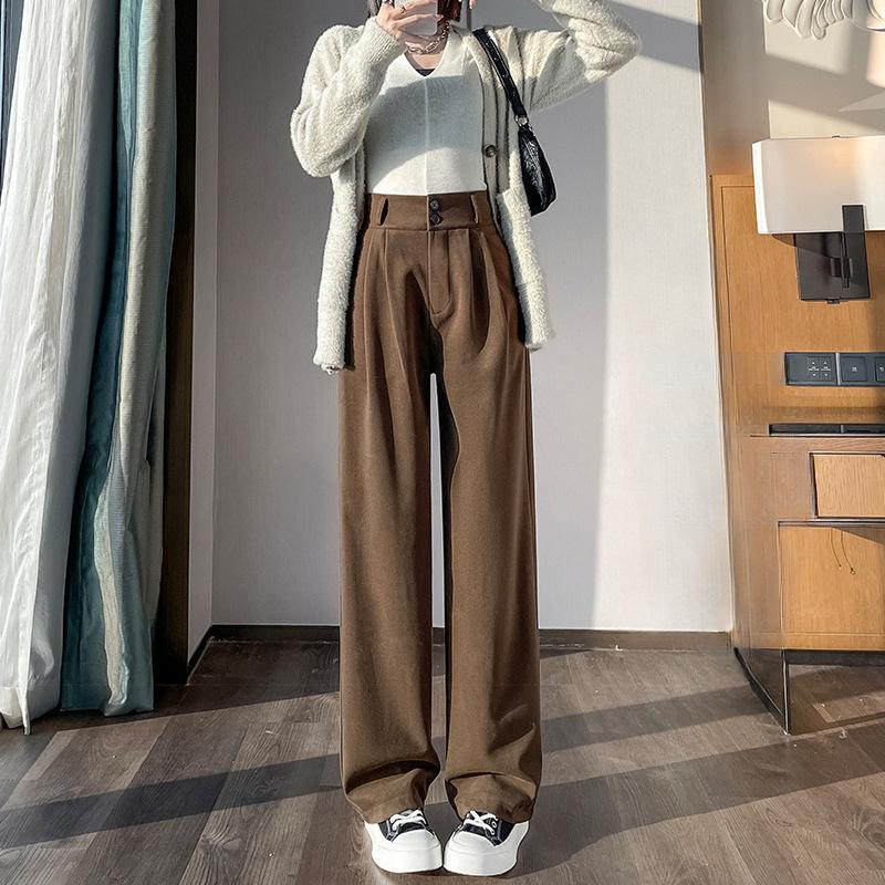 

Осень и зима новые зимние утолщенные высокие талии драпированные маленькие узкие прямые брюки бархат XXL