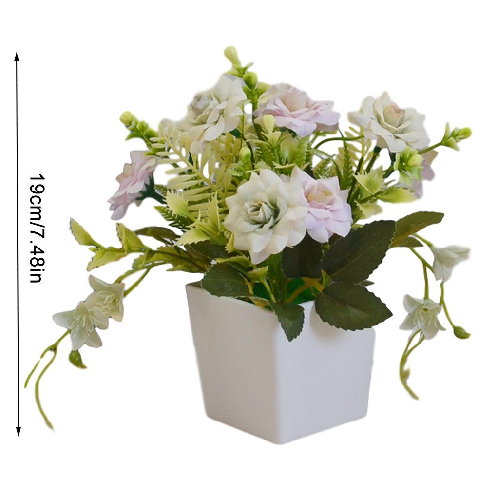 Artificial Potted Flower Lifelike Cloth Flower Plastic Flowerpot Simulation Decor