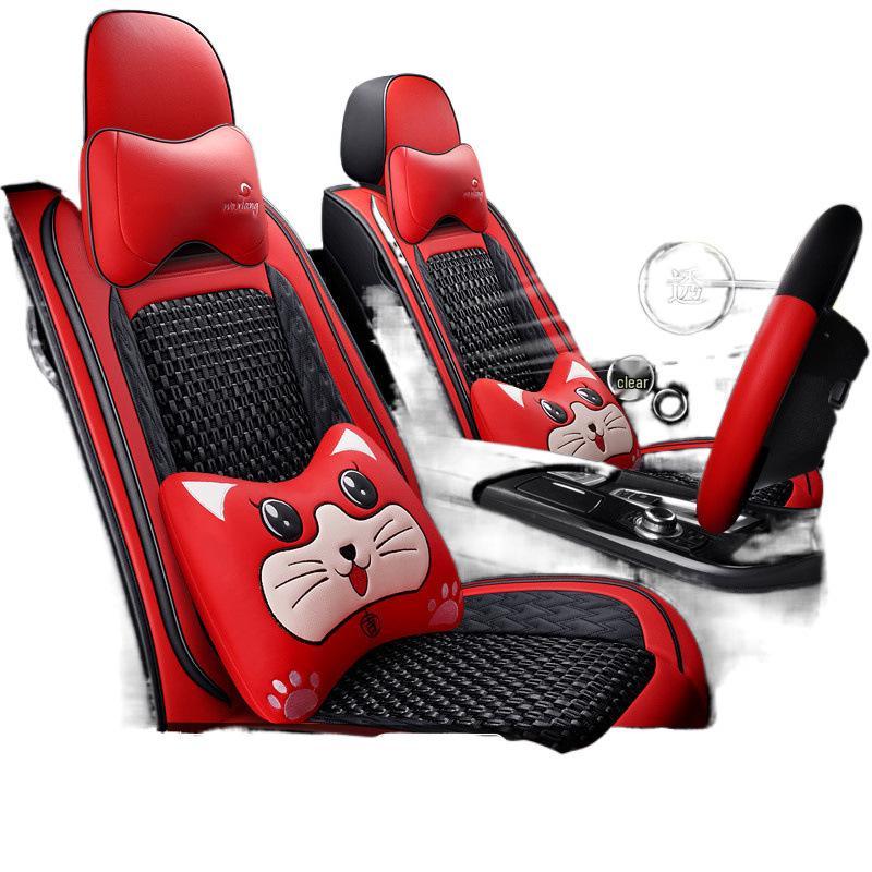 Universeller 5-Sitzer Vollumfassender Autositzbezug - Ganzjahres-Cartoon-Design