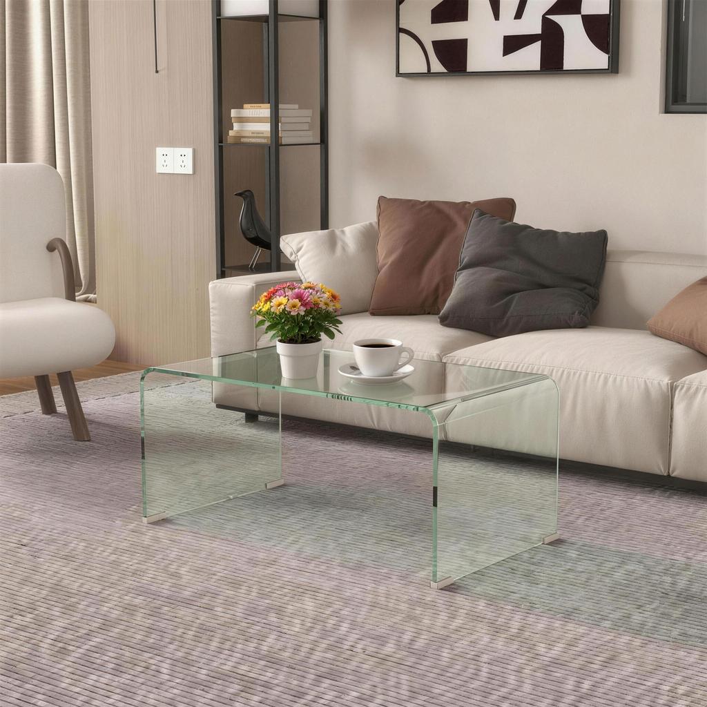 Tempered Glass Coffee Table. 80x45x35cm. Transparent