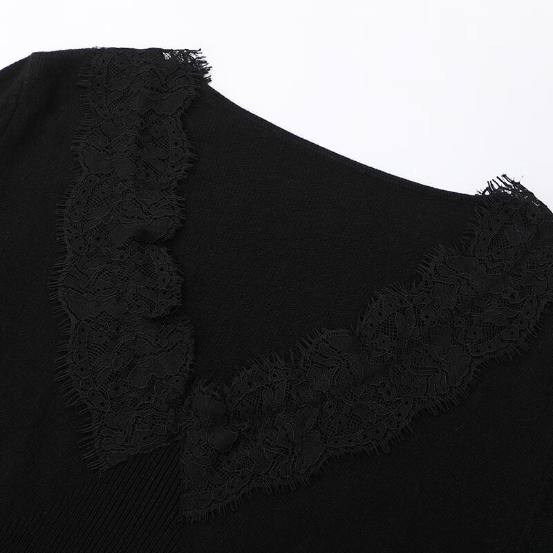 JOY SPEAKER Women's Long Sleeve Lace V-Neck Knit Sweater