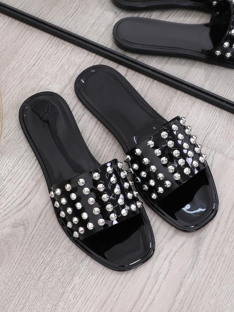 One-word slippers women's summer square head spikes