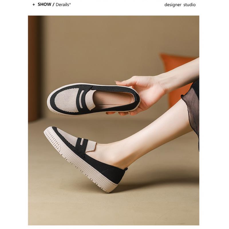 Deep mouth fisherman shoes single shoes woven shoes flying woven flat bottom round head one pedal women