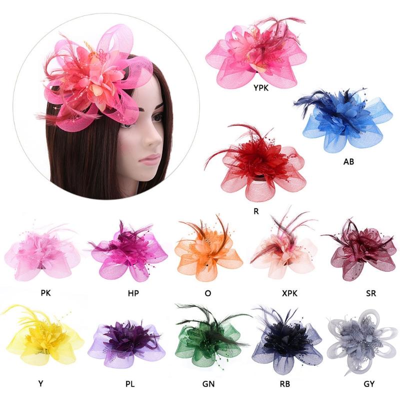 Women's Fashion Flower Feather Bead Corsage Hair Clip Bridal Hairband Brooch Pin Brida Barrettes Hair Accessories Jewelry