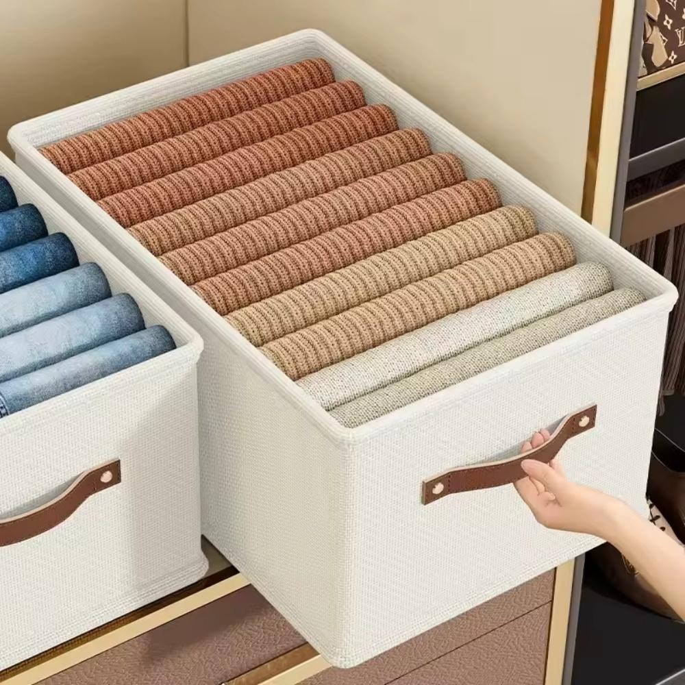 1PC Foldable Fabric Storage Box for Home Use Wardrobe Organizer for Clothes and Pants Layered Storage Solution