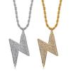 2026 Jewelry Fashion Trend Inlaid Zircon Lightning Pendant Necklace Men's Jewelry