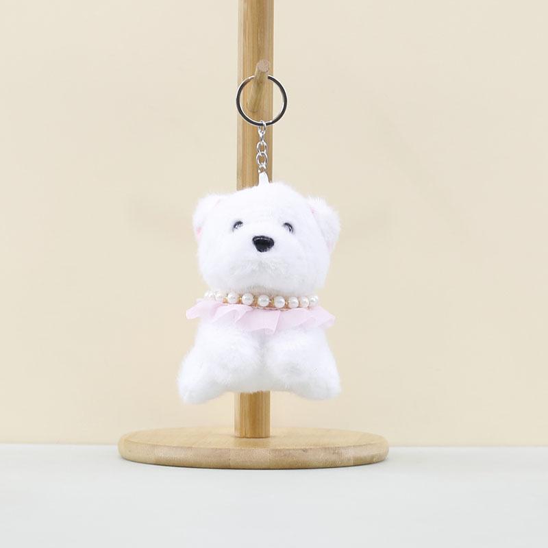 

Cute Dog Plush Keychain Lovely Stuffed Animal Bag Charm In Green Blue White Pink Pink Pearl Dog