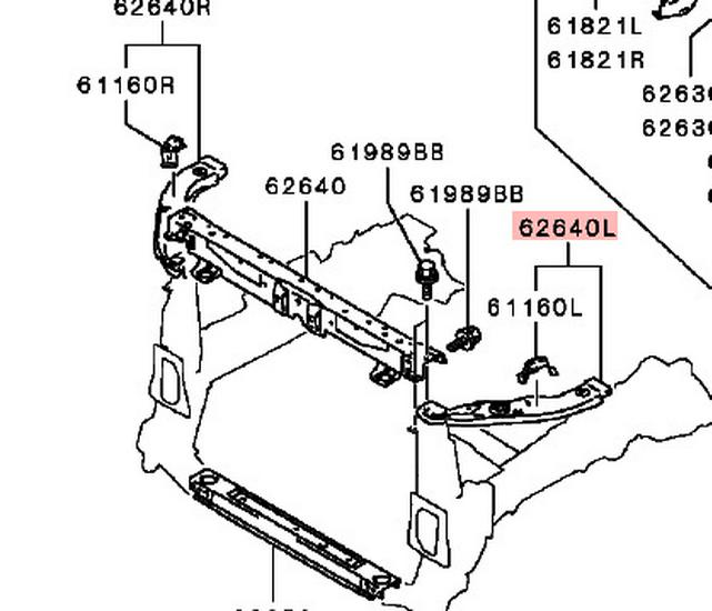 Wspornik mocowania chłodnicy do Outlander 2013-2019 - Numery części 5256C259, 5256C439