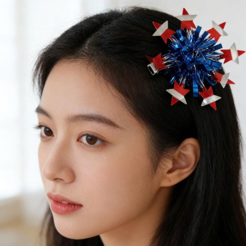 Hair Barrette Unique Patriotic Tinsel for Women Men Photo Props Western Hairpin Headwear Hair Ornaments