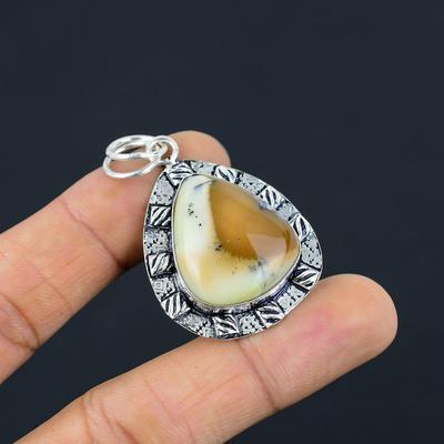 Womens Day Deal 925 Silver Pear Dendrite Opal Stone Art Deco New Pendant Jewelry