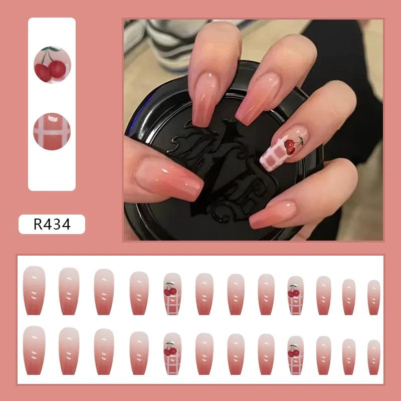 24Pcs French Tip Extra Long Ballerina Press On Nails Detachable Artificial Fake Nails Wearable Nail Art Tips