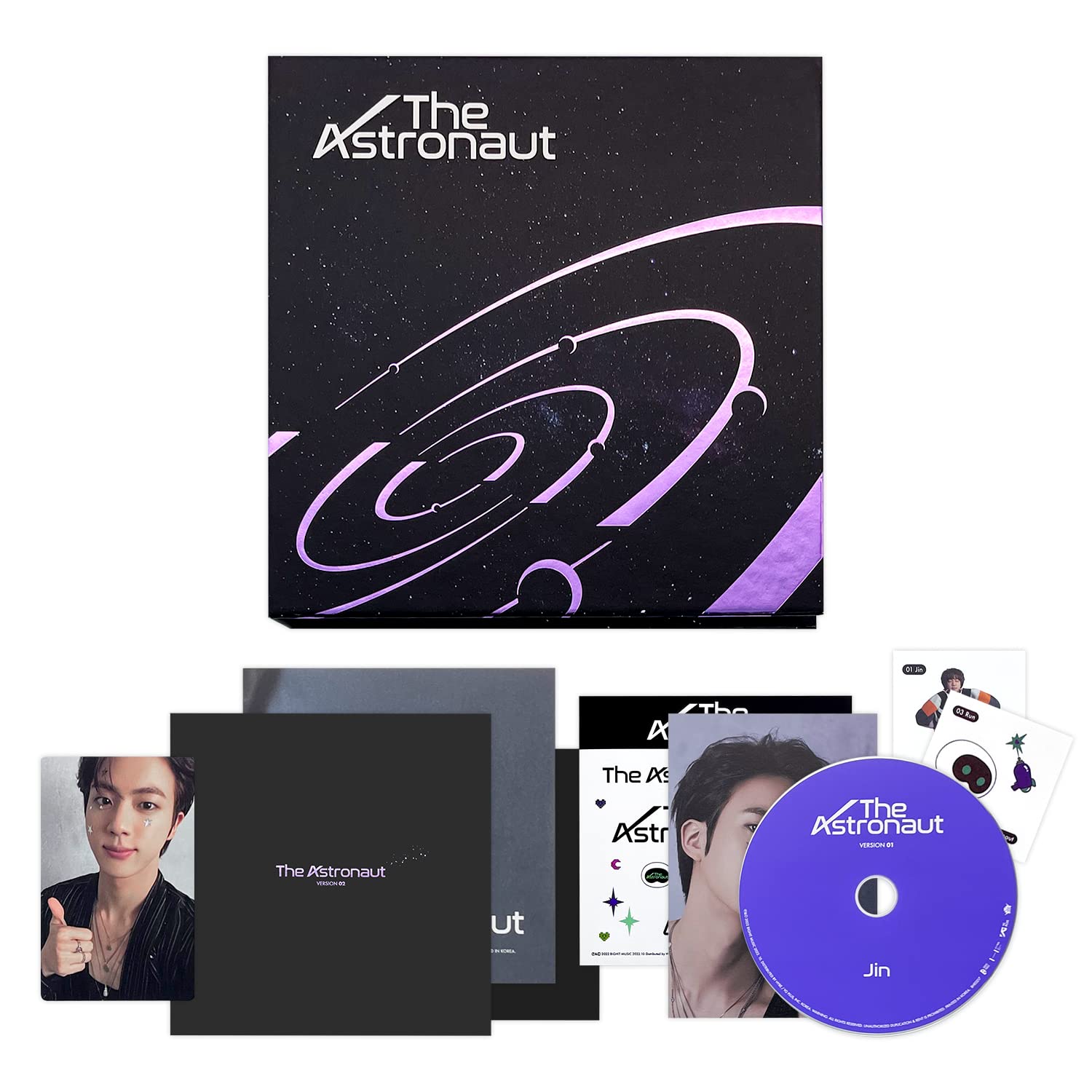 

JIN из BTS Outcover Фотокнига CD Тексты песен Карточка Почтовая открытка Графическая наклейка Печать Наклейка Фотокарточка Плакат 2 Фотокарточки - [Астронавт] (ВЕРСИЯ 01) + + +