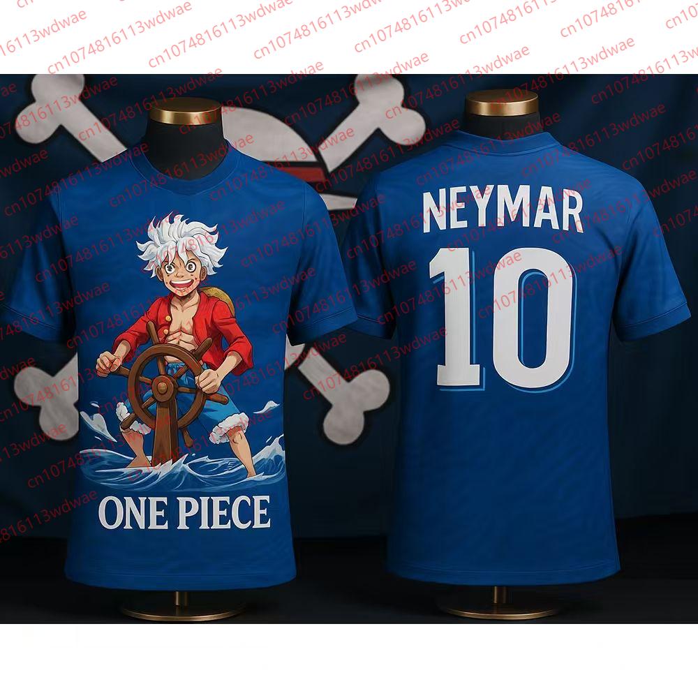 2026 One Piece Luffy Men Football Jersey Summer Short Sleeve Women T-shirt Cartoon Japan Style Anime Children Clothes Tee Tops