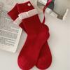 Socks Winter Festive Bow Red Thickened Warm Wool Socks Mid-Tube Socks Polka Dot Pile Socks