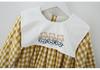 Girls' Winter Velvet-Enhanced Plaid Dress with Lapel - Warm College Style