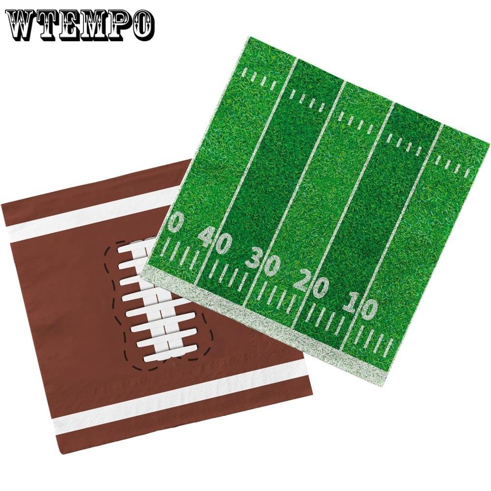 80pcs Football Birthday Party Supplies Disposable Paper Cocktail Napkins for Tailgate Party Decorations