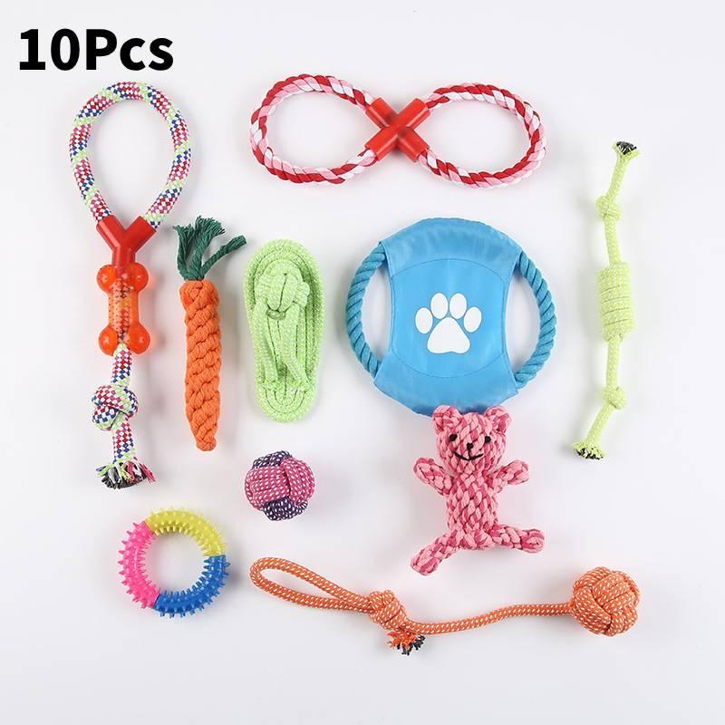 High-quality Cotton Rope Dog Toy Set With Durable Chew Balls For Playful Pets