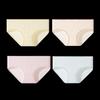 Yiershuang Women's 7A Antibacterial Pure Cotton Mid-Waist Briefs (4-Pack)