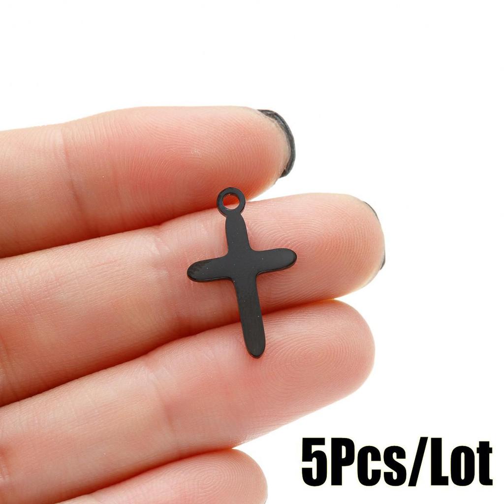 2025 DIY Stainless Steel Cross Pendant Necklace Accessories - 5-Pack