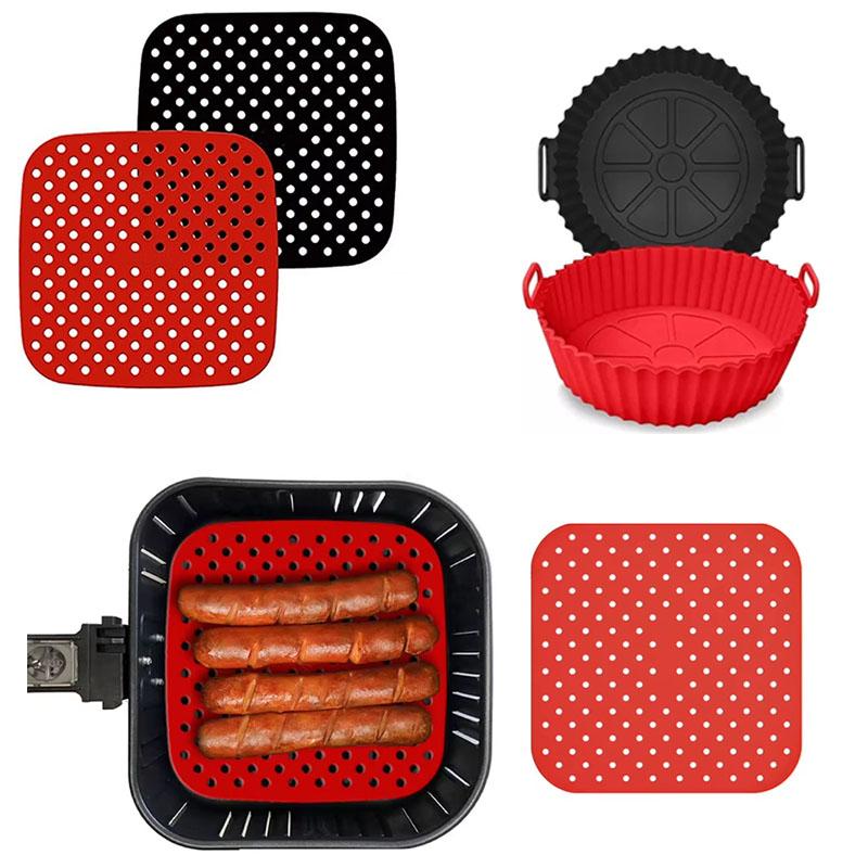 Air Fryer Liners Non-Stick Round and Square Baking Mats Heat Resistant Perforated Basket for Frying Roasting  Bakeware Tools