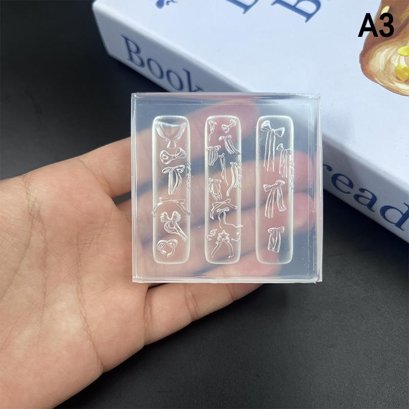 1 Stück Silikon Schleife Nagelkunstform Rosenblüten-Strauß-Stil Hochtransparent 3D-Nageldekorationen Nagelanhänger DIY Maniküreform