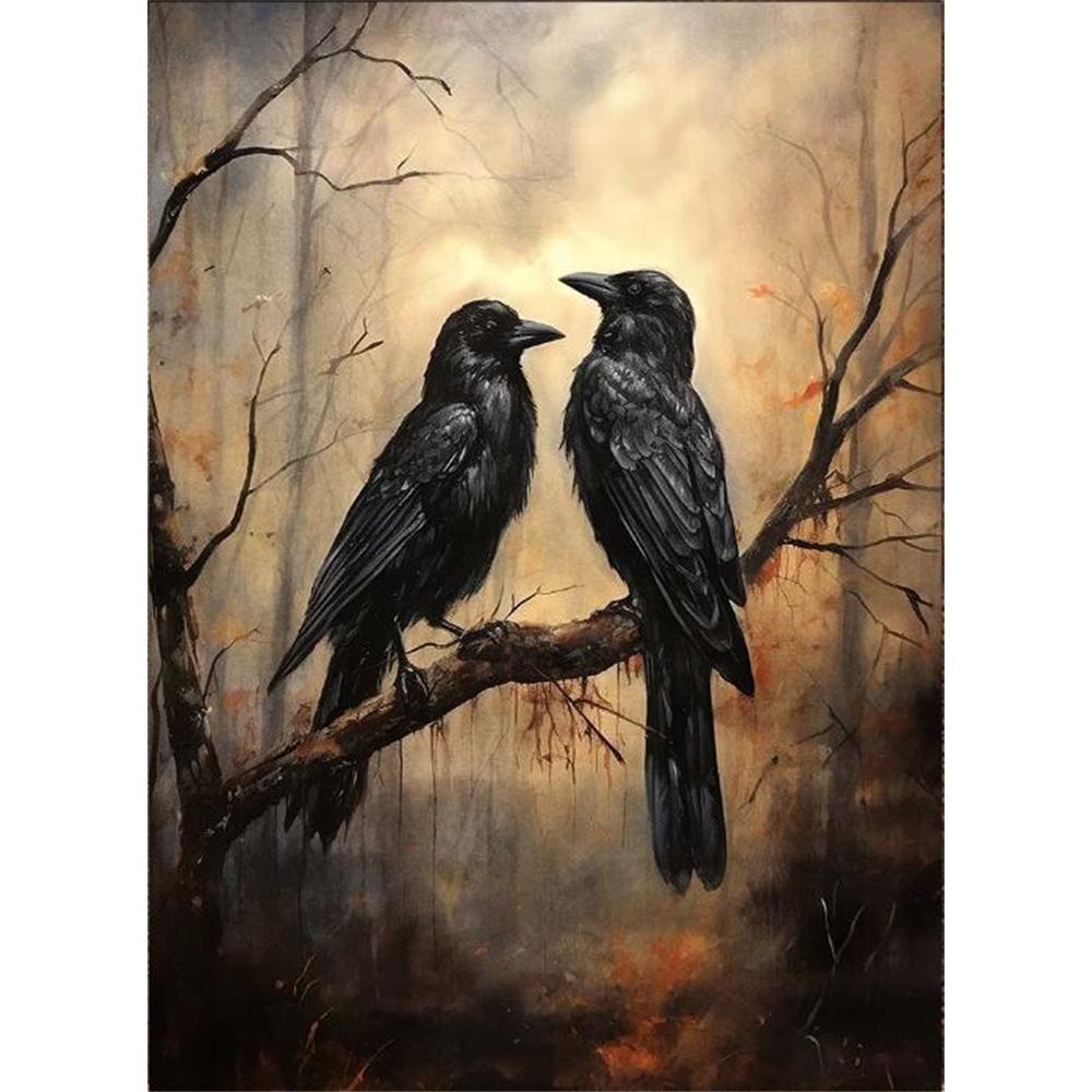 Forest Animals Butterfly Bat Plants Flowers Canvas Wall Art Nature Diamond Painting Decor Vintage Dark Skeleton Pumpkin Halloween