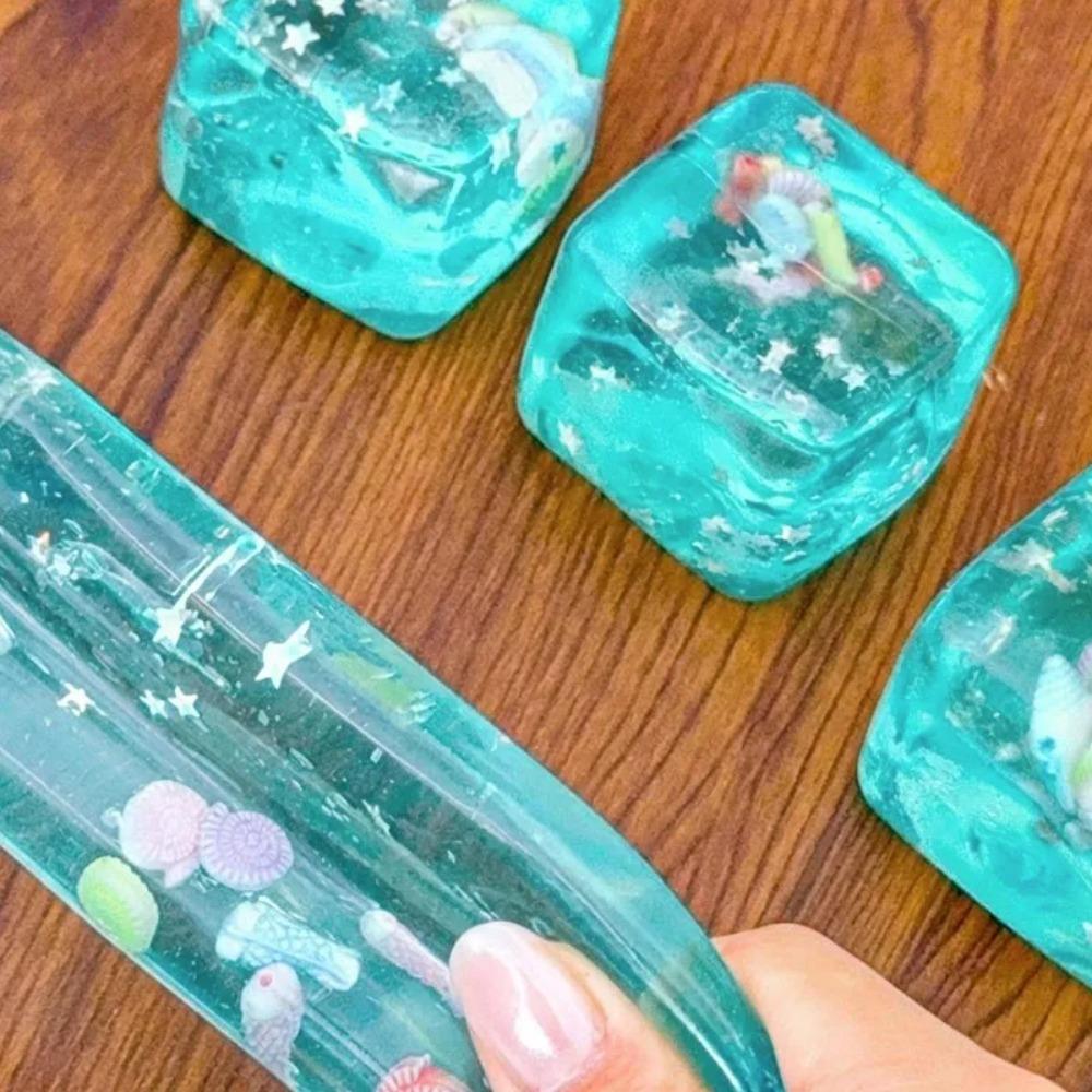 Malt Sugar Squishy Toy: Clear Ocean Cube Nice Cube, Super Soft Slow Rising Dough, Silent Sensory Fidget For Anxiety Relief, 1Pcs
