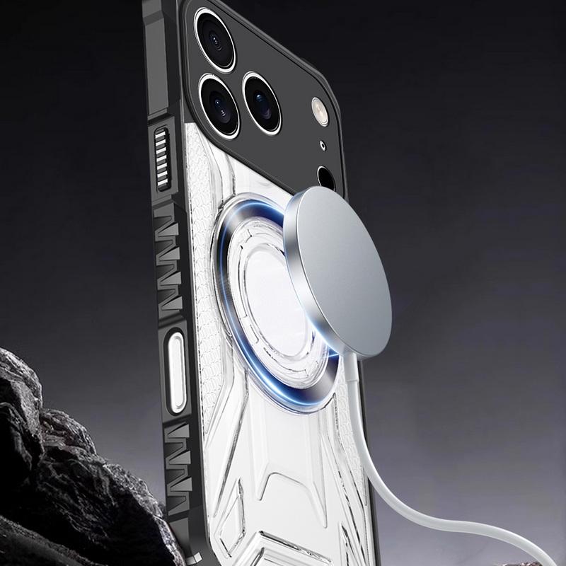 Shockproof Clear Armor Case For iPhone 17 Pro Max 16 15 14 13 Pro Max Magnetic Metal Ring Hybrid TPU+PC Phone Bumper Cover