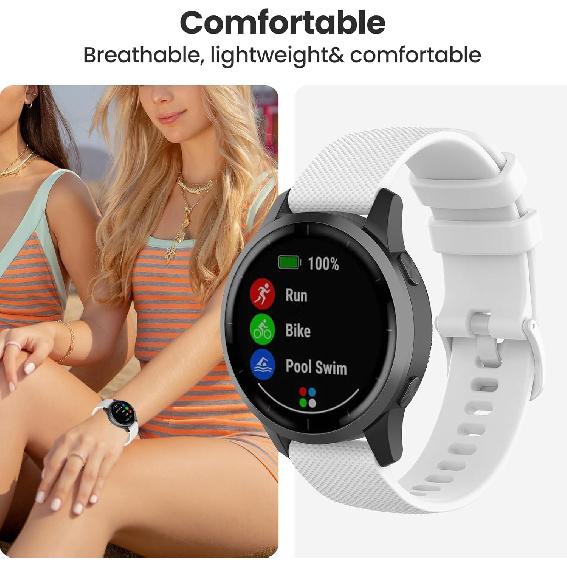 Compatible with Garmin Forerunner 255S/Forerunner 265S Bands, Soft Silicone Watch Band 18mm Quick Release Replacement Straps for Garmin Forerunner