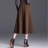 Autumn/Winter High-Waist A-Line Wool Skirt for Middle-Aged Women - Slimming Wide-Hem Pleated Skirt