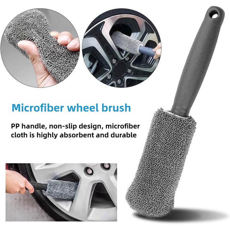 Portable Car Wash Brush with Ergonomic Rim Cleaning Tool for Efficient Auto Detailing Wheel Care Accessory Car Wash Equipment