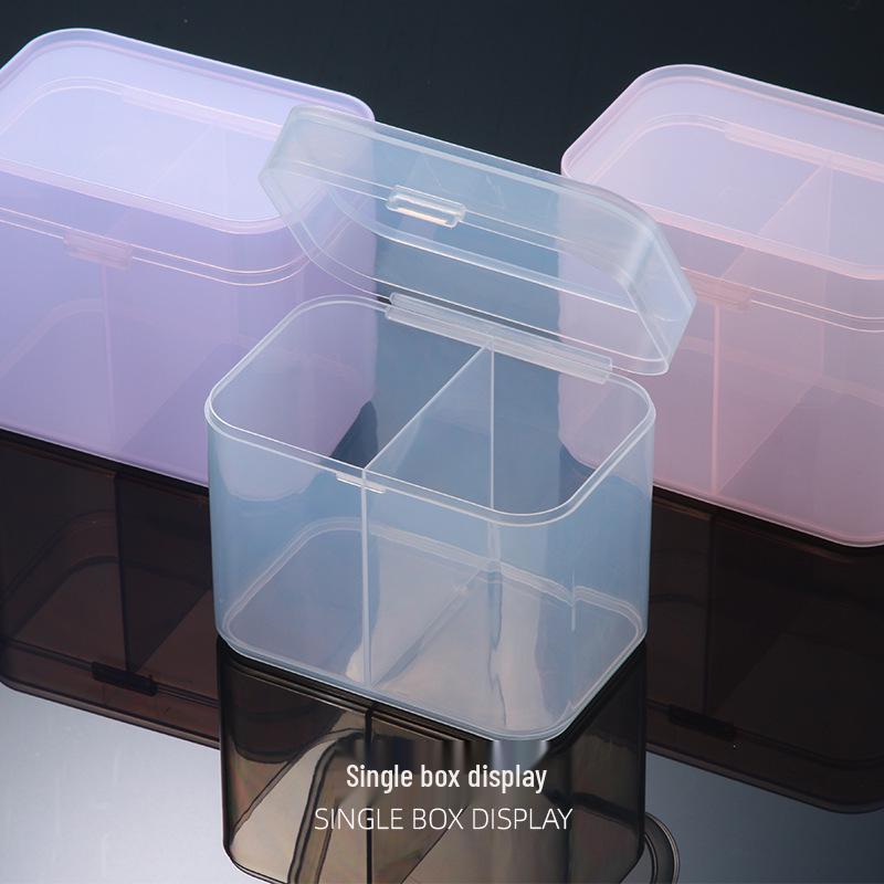 

Nail Art Tools: Durable Multi-Color Cotton Pad & Jewelry Storage Box with Double Compartments Round Corner Cotton Pad Box - Transparent