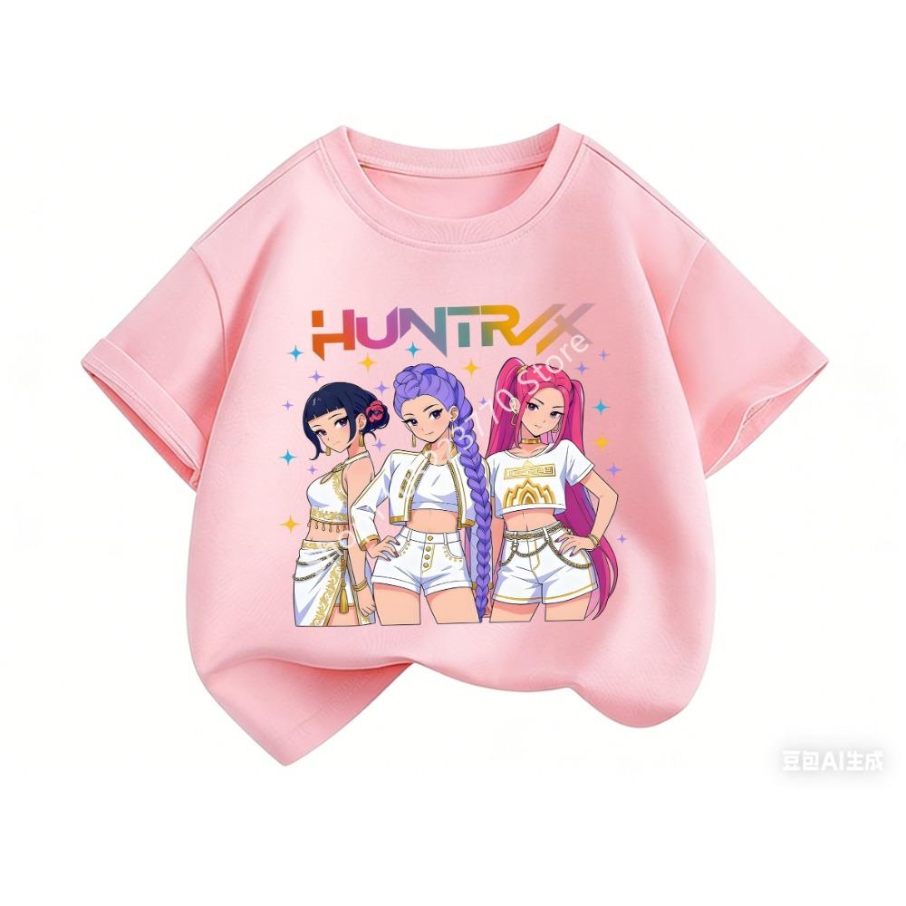 2026 Toddler Girl Clothes Kpop Demon Hunt Ers Cartoon Tee Shirt Funny Gift for Fans Harajuku Cool Kids T-shirts Summer Tops
