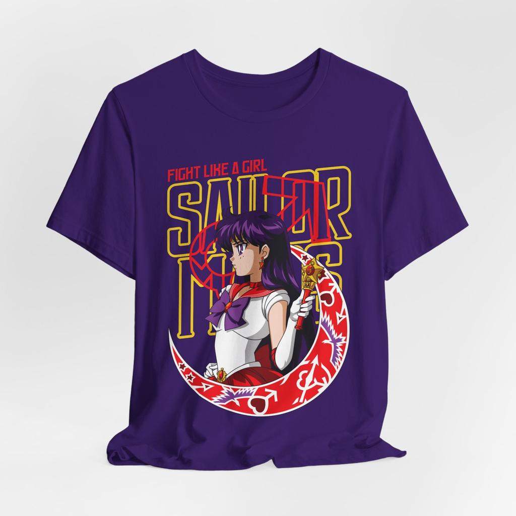 Sailor Mars Illustration T-Shirt | "Fight Like a Girl" Anime Design