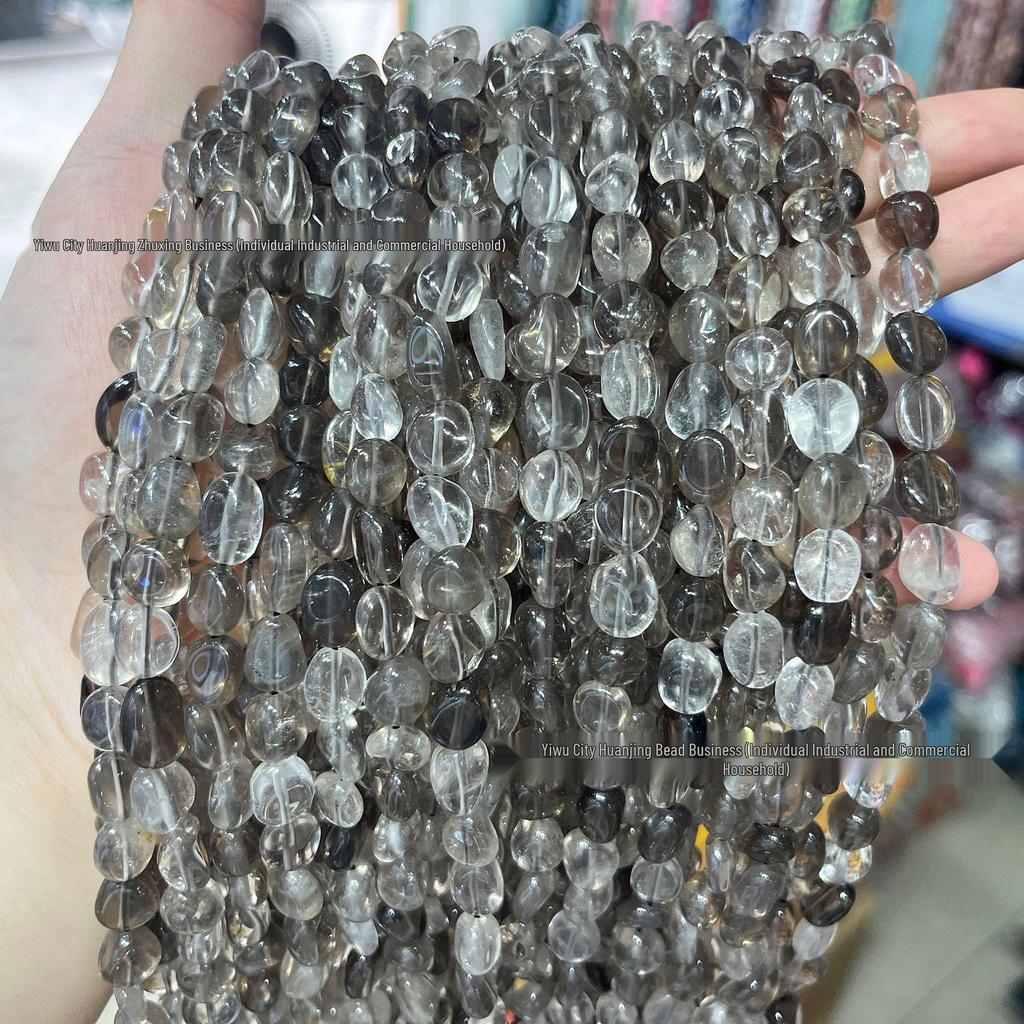 Huanjing Jewelry Smoky Quartz Beads: High-Transparency, Irregular, Semi-Finished Strands for DIY Bracelets and Accessories.